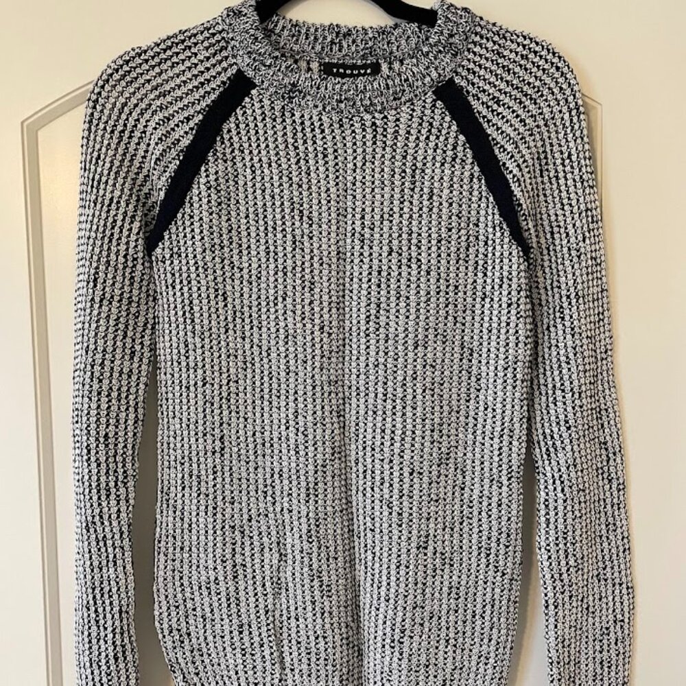 Trouve Knit Sweater, Nautical, blue and white, size small